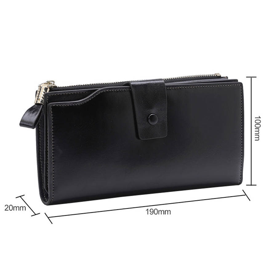 8236 Antimagnetic RFID Multi-function Oil Wax Leather Lady Wallet Large-capacity Purse