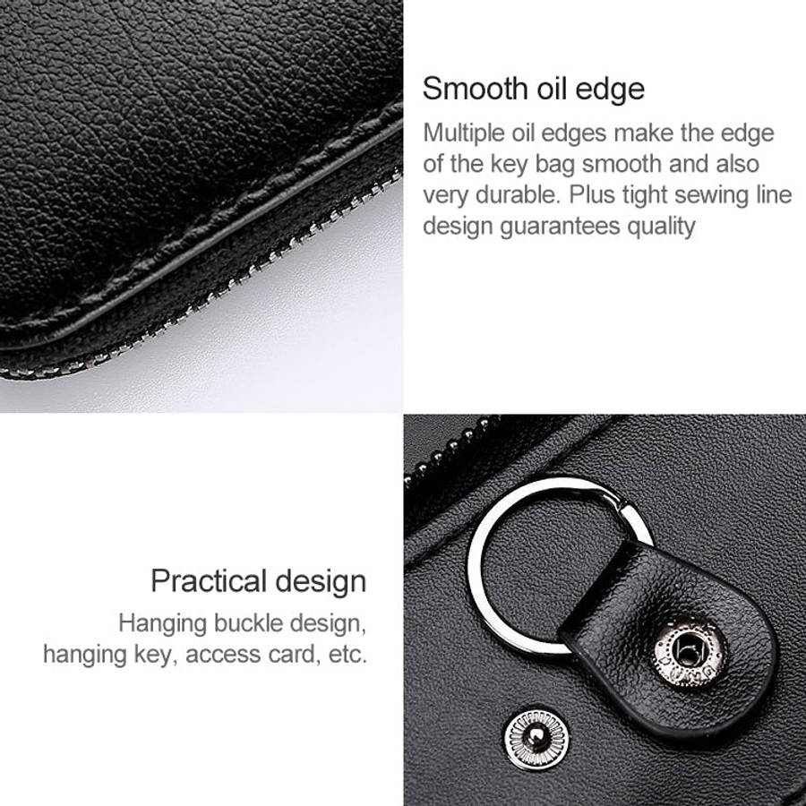 9105 Waist Hanging Large-capacity Zipper Leather Keys Holder Bag Multi-function Wallet