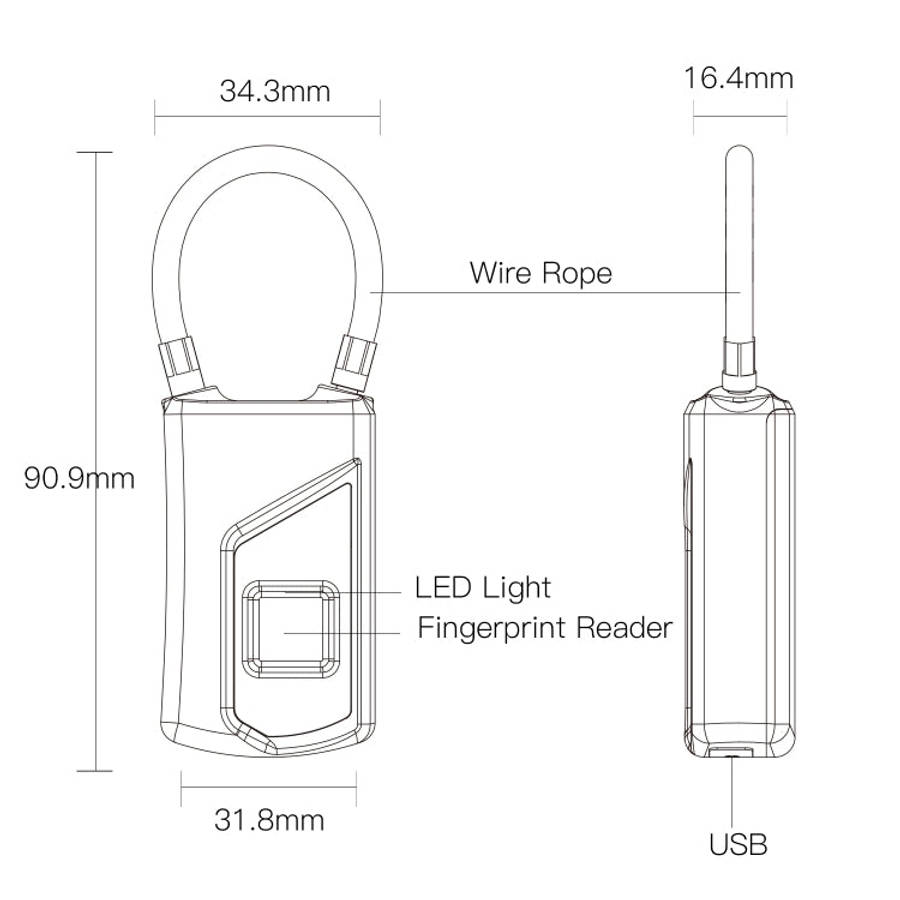 Anytek USB Charging Waterproof Anti-theft Non-password Electrically Intelligent Fingerprint Padlo...