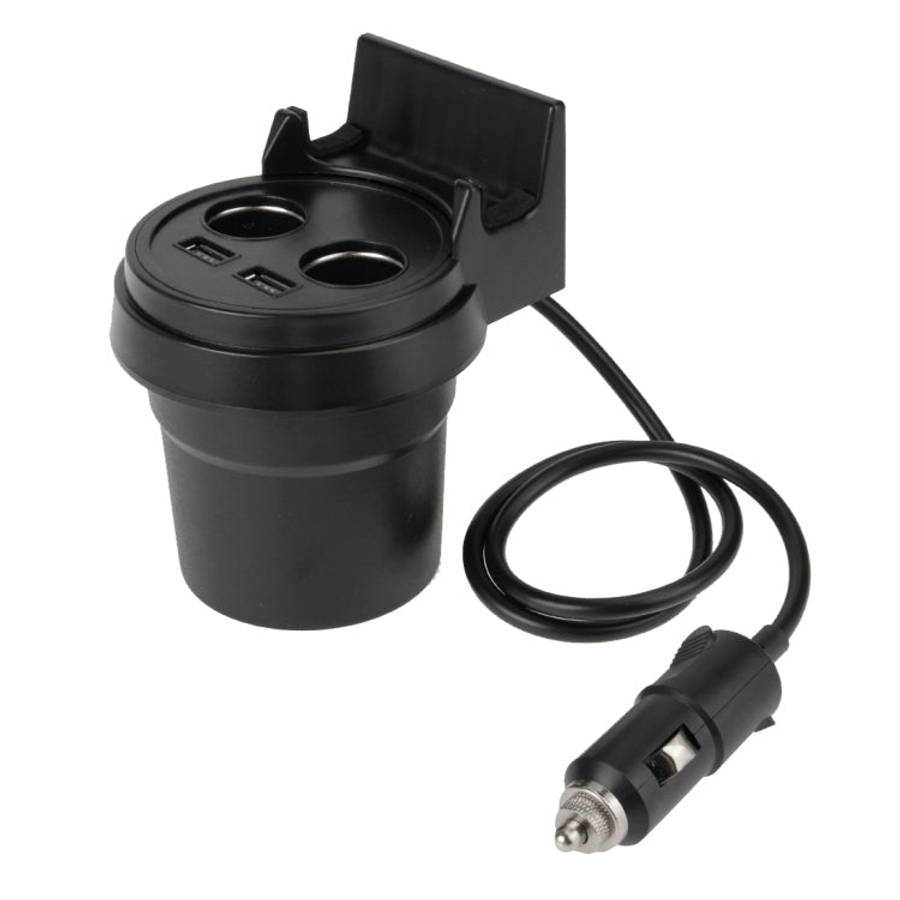 5V 1A+2.4A Two USB Ports & Two Car Cigarette Lighter Socket Car Charger with Holder Function, 5V ...