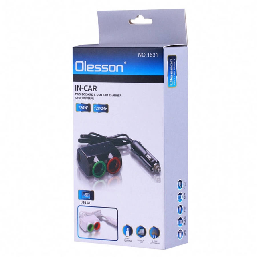 Olesson Streamlined Design 1.2A USB Car Cigarette Lighter Socket Car Charger with Color LED Light...