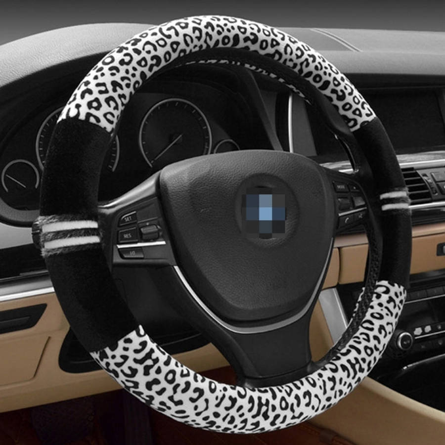 Leopard Grain Steering Wheel Cover, Adaptation Steering Wheel Diameter: 37-38 cm, 37-38cm Beige, ...
