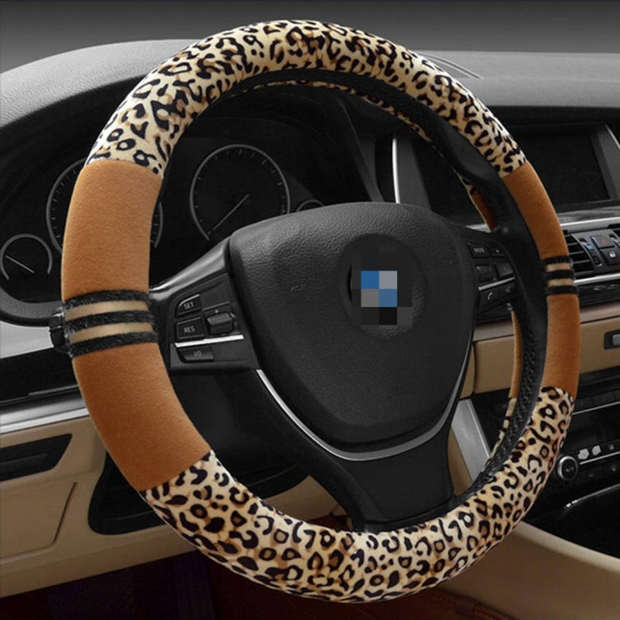 Leopard Grain Steering Wheel Cover, Adaptation Steering Wheel Diameter: 37-38 cm, 37-38cm Beige, ...
