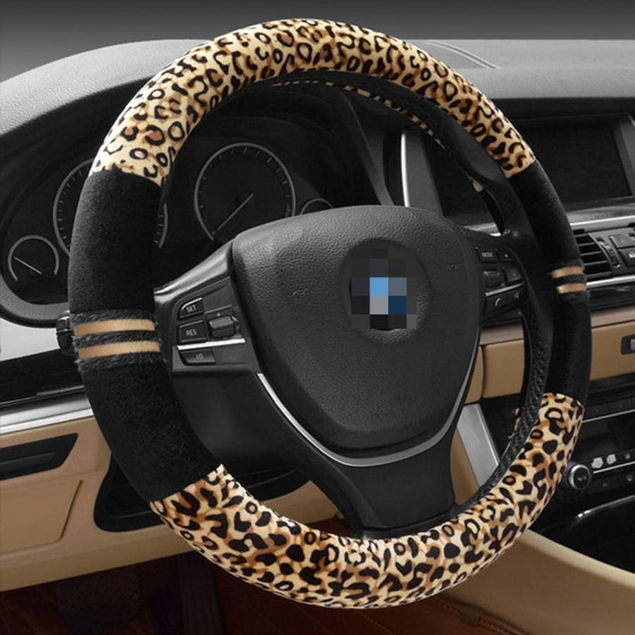 Leopard Grain Steering Wheel Cover, Adaptation Steering Wheel Diameter: 37-38 cm, 37-38cm Beige, ...
