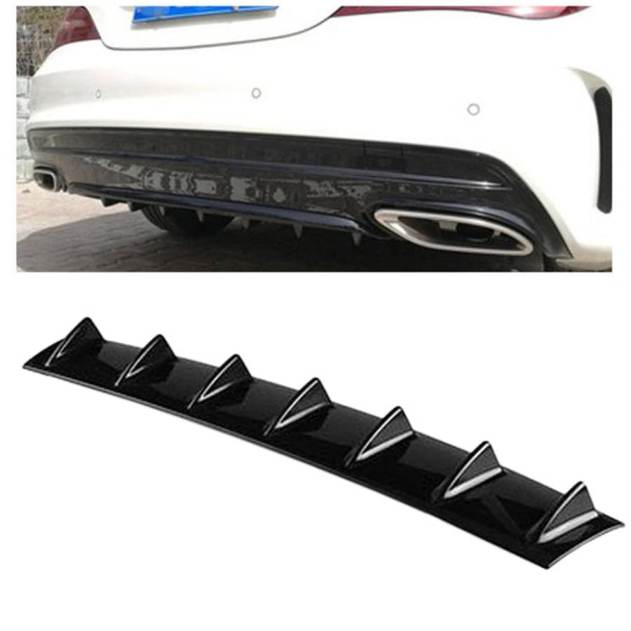 Universal Car Rear Bumper Lip Diffuser 7 Shark Fin Style Black ABS, Size: 85.3 x 79.8 x 13.4cm, 8...