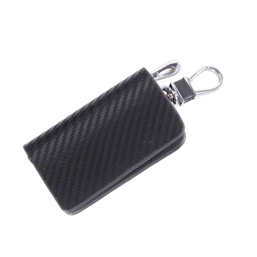 Universal Leather Carbon Fiber Texture Waist Hanging Zipper Wallets Key Holder Bag (No Include Ke...