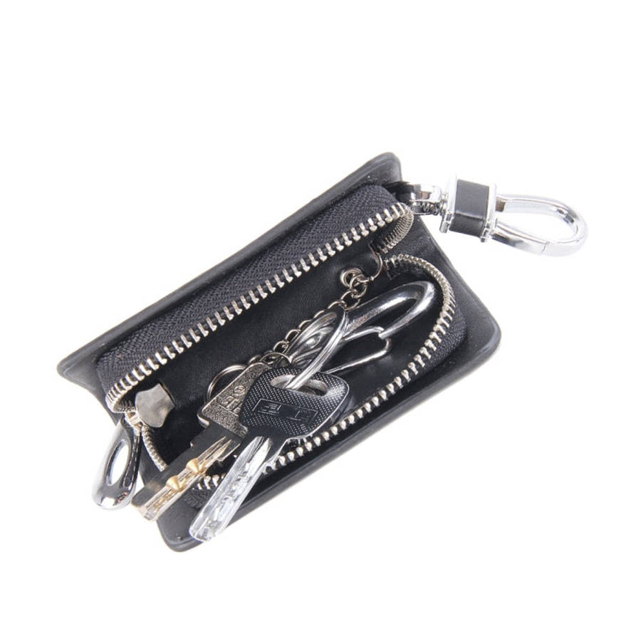 Universal Leather Carbon Fiber Texture Waist Hanging Zipper Wallets Key Holder Bag (No Include Ke...