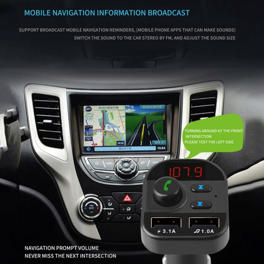 805E Dual USB Charging Bluetooth FM Transmitter MP3 Music Player Car Kit, Support Hands-Free Call...