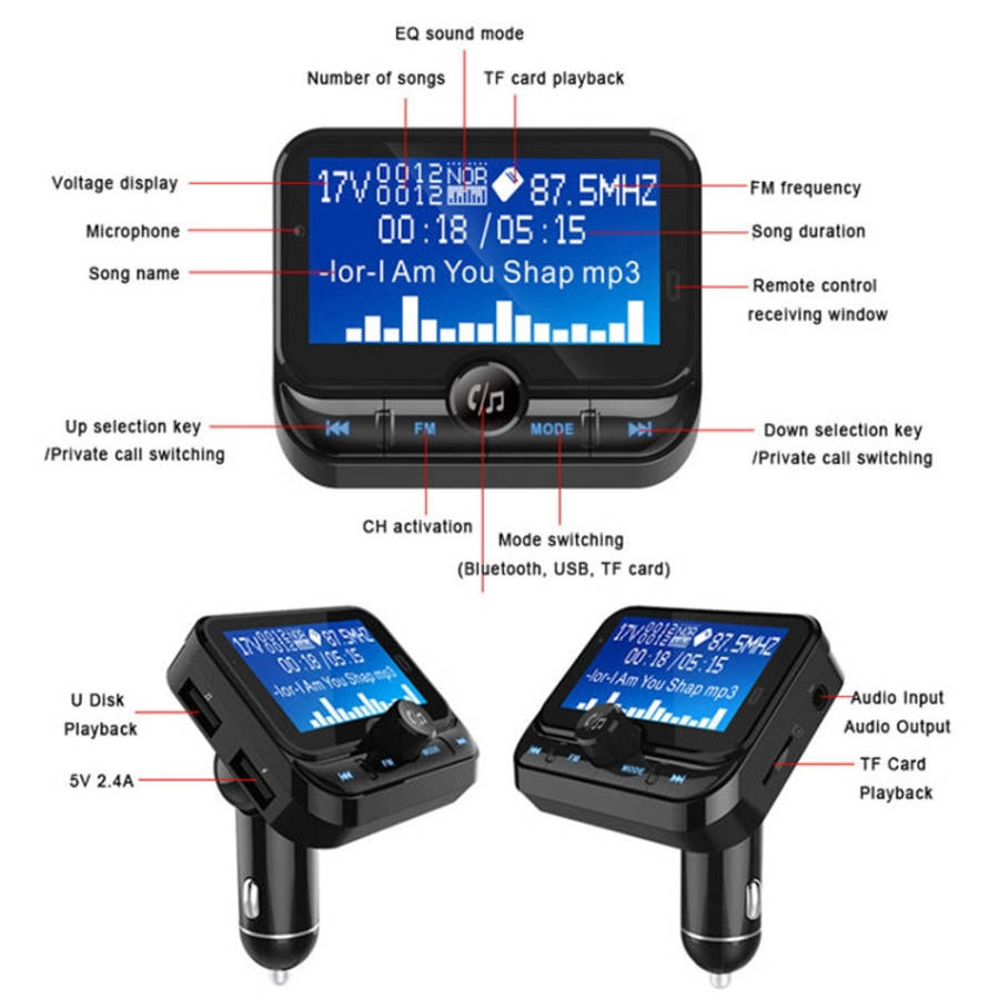 BC32 Dual USB Charging Bluetooth Hand-free Car Charger FM Transmitter MP3 Music Player Car Kit, S...