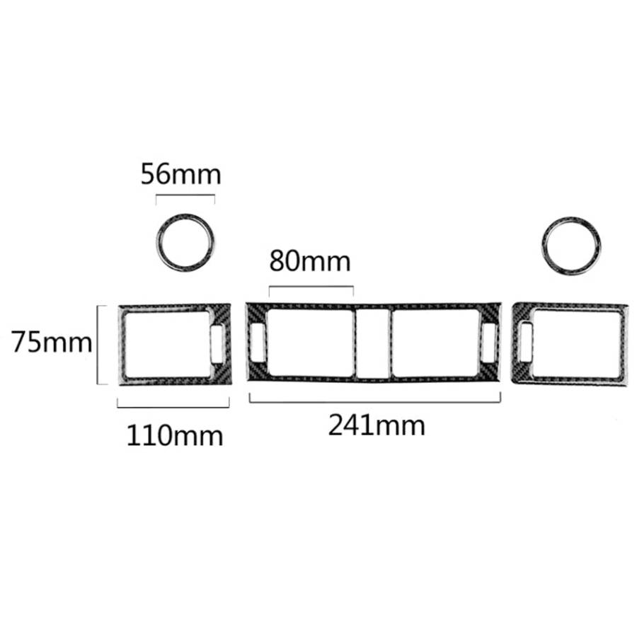 Car Carbon Fiber Air Outlet Ring + Intermediate Air Outlet + Side Air Outlet Panel Decorative Sti...