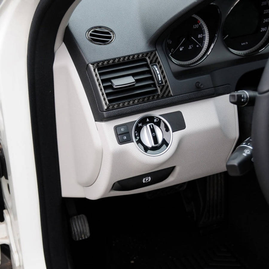 Car Carbon Fiber Air Outlet Ring + Intermediate Air Outlet + Side Air Outlet Panel Decorative Sti...