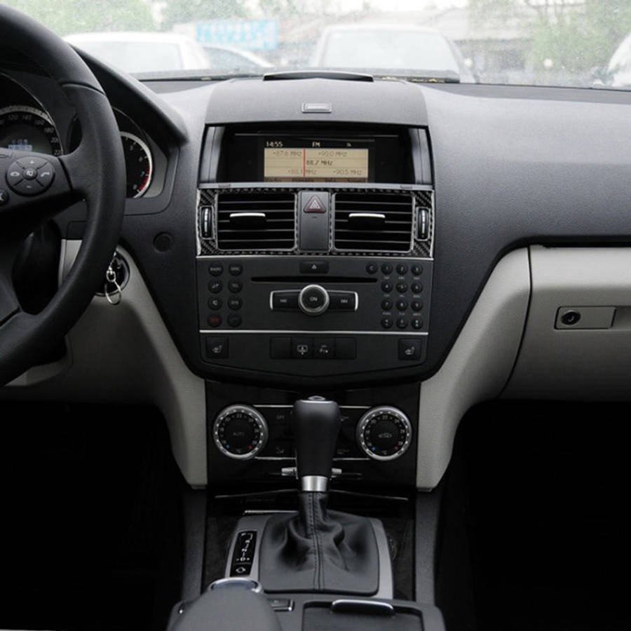 Car Carbon Fiber Air Outlet Ring + Intermediate Air Outlet + Side Air Outlet Panel Decorative Sti...