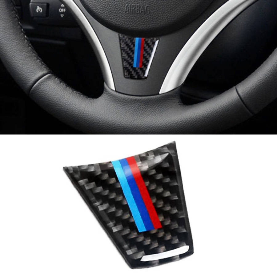 Car Carbon Fiber Steering Wheel Decorative Sticker for BMW E90 / E92, Steering Wheel Decorative S...
