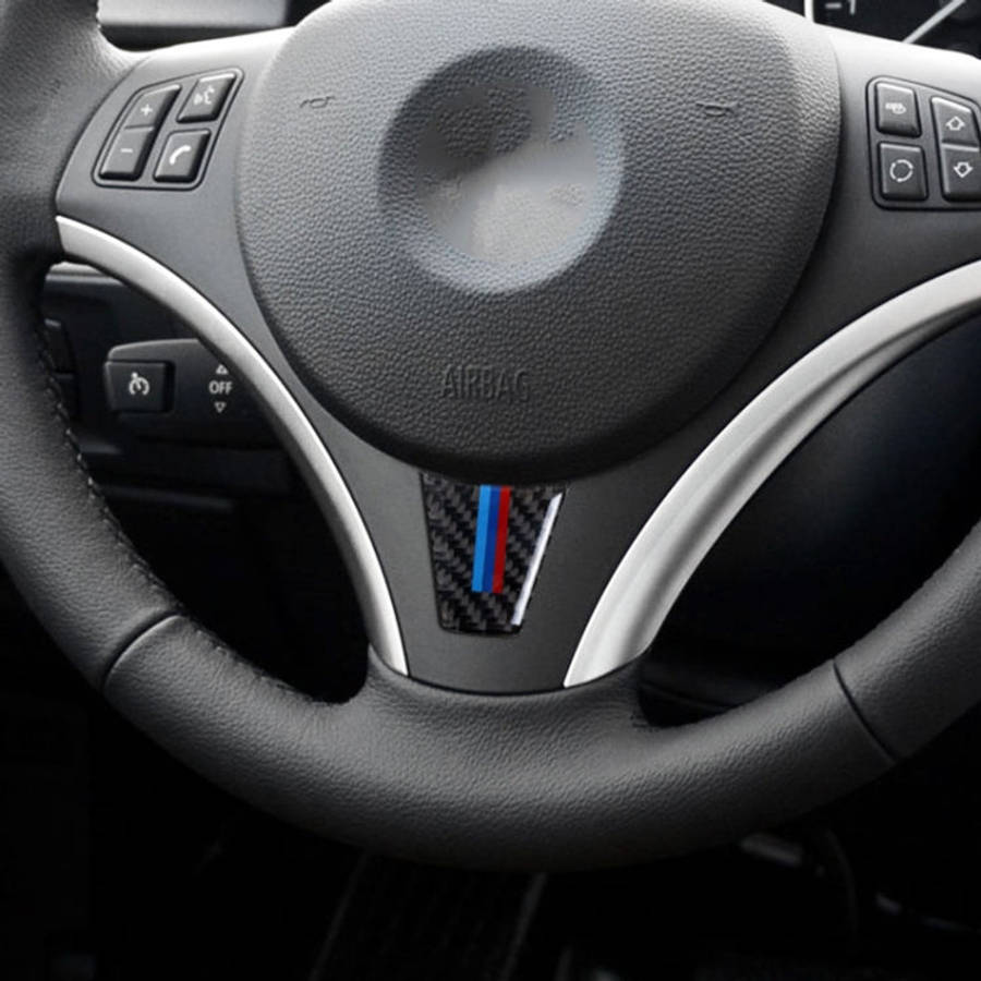 Car Carbon Fiber Steering Wheel Decorative Sticker for BMW E90 / E92, Steering Wheel Decorative S...