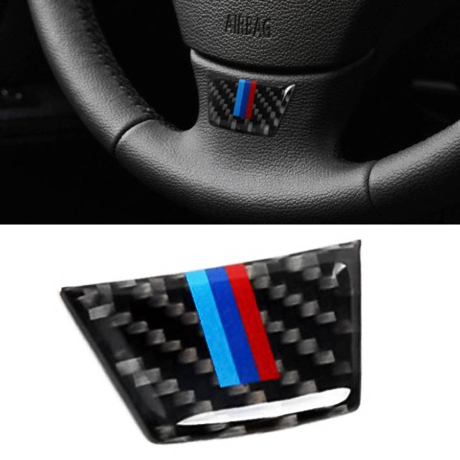 Car Carbon Fiber Steering Wheel Decorative Sticker for BMW E90 / E92, Steering Wheel Decorative S...