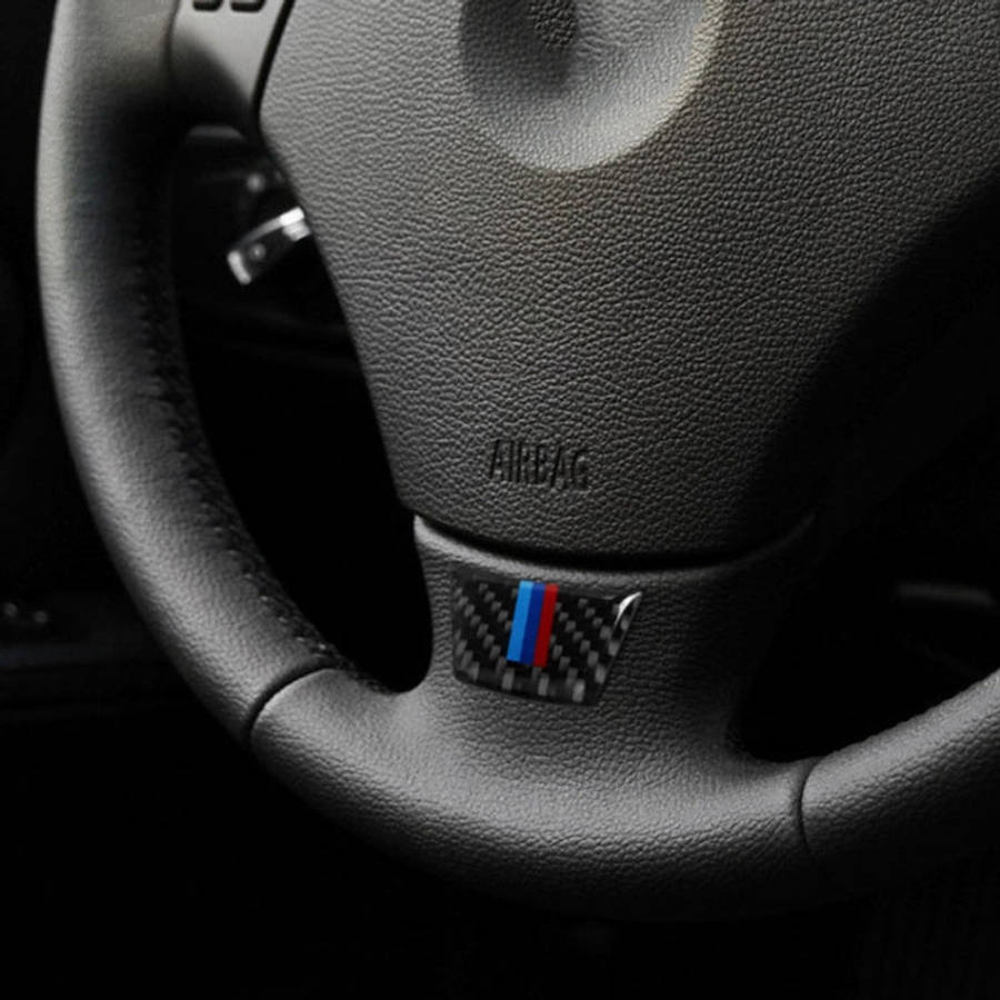 Car Carbon Fiber Steering Wheel Decorative Sticker for BMW E90 / E92, Steering Wheel Decorative S...