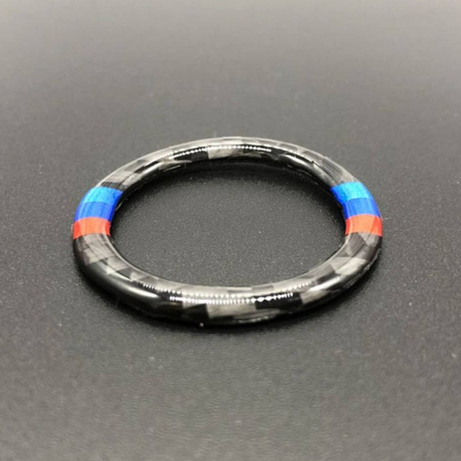 Car Carbon Fiber Soft Panel Engine Start Key Push Button Ring Trim Decorative Sticker for BMW E90...
