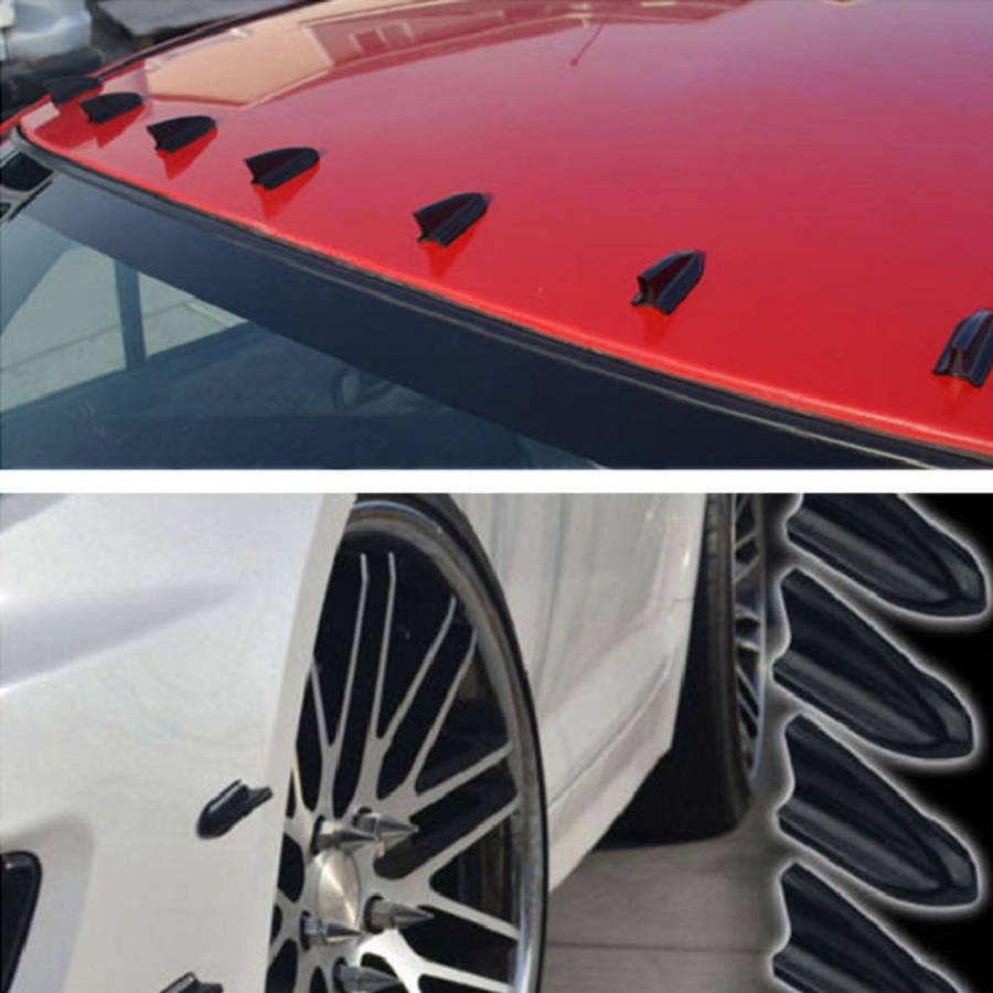 10 PCS Universal Car Carbon Fiber Texture Shark Fin Diffuser Vortex Generator Roof Spoiler, Carbo...