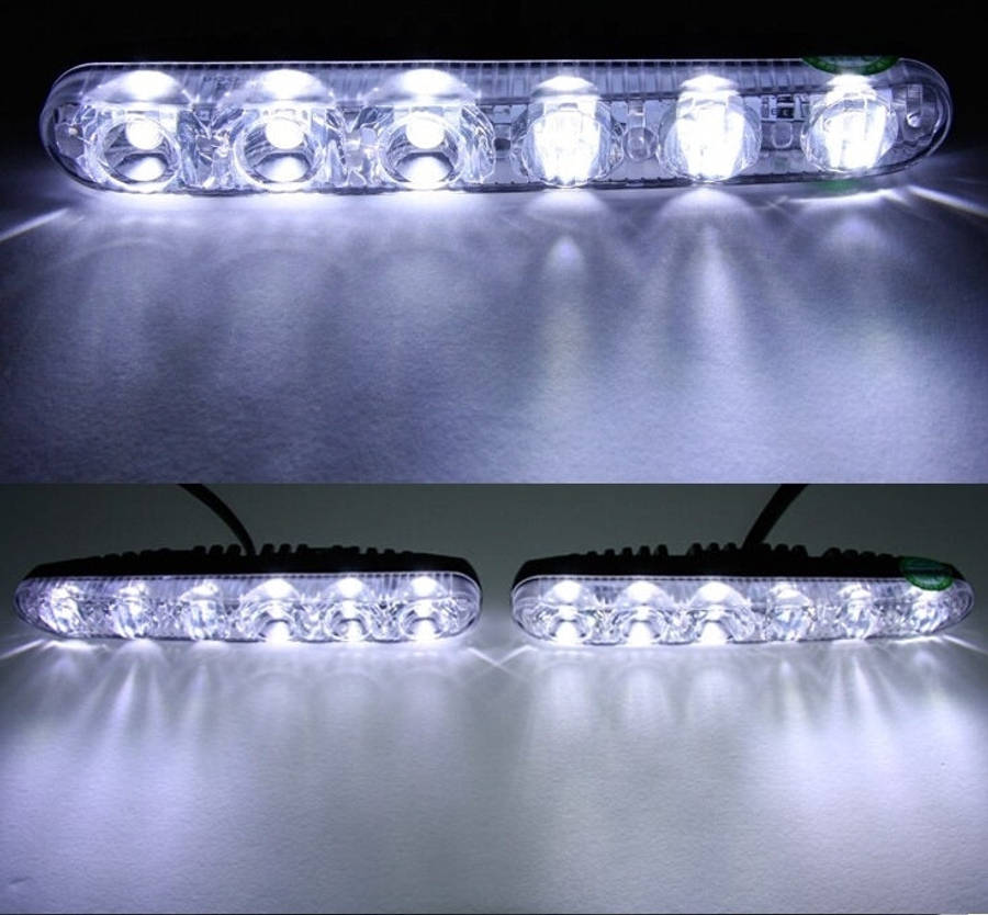2 PCS LD-006 5730-6SMD 12W 1200LM 7000K White Light  Daytime Running Light.DC 12V, White Light+12...