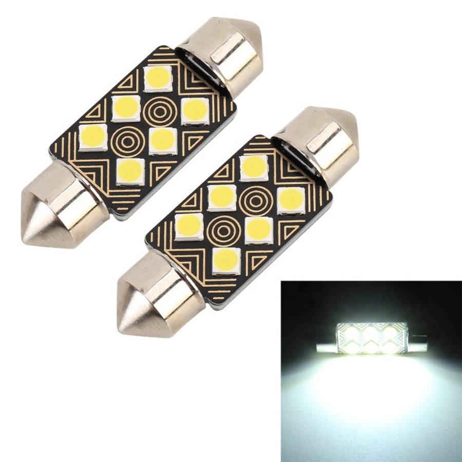 2 PCS 36mm DC12V / 1.5W / 6000K / 110LM 6LEDs SMD-3030 Car Reading Lamp Dome Light, with Decoder,...