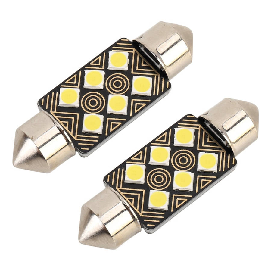 2 PCS 36mm DC12V / 1.5W / 6000K / 110LM 6LEDs SMD-3030 Car Reading Lamp Dome Light, with Decoder,...