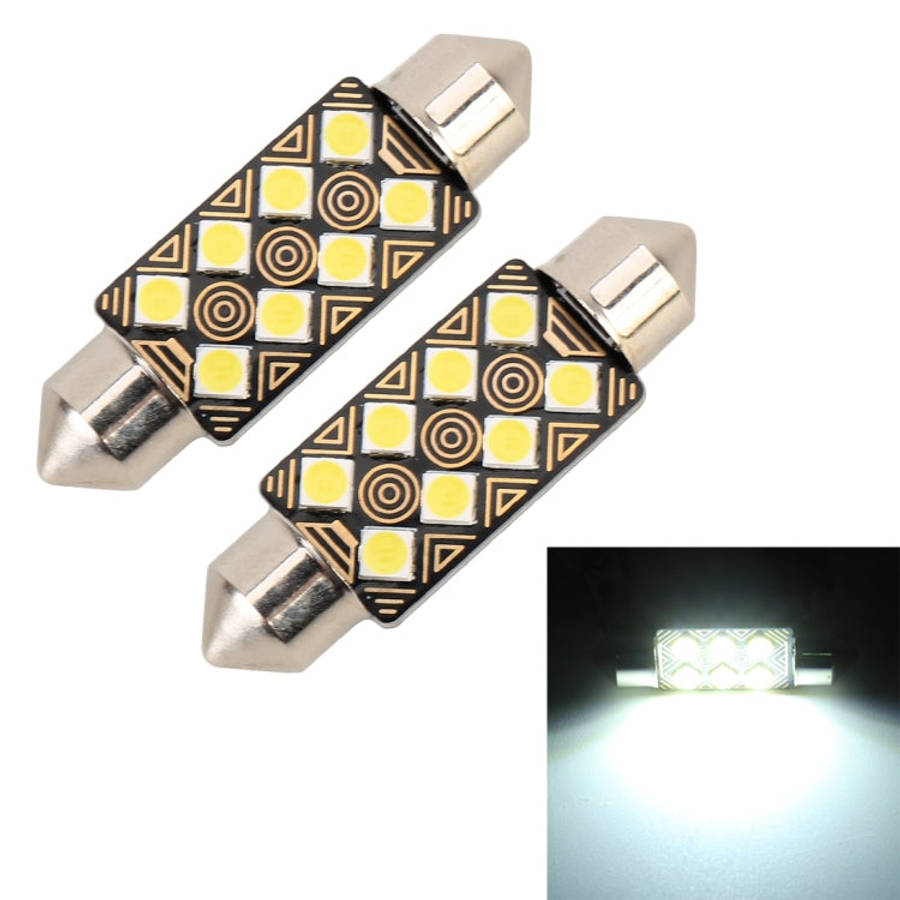 2 PCS 39mm DC12V / 1.5W / 6000K / 110LM 8LEDs SMD-3030 Car Reading Lamp Dome Light, with Decoder,...