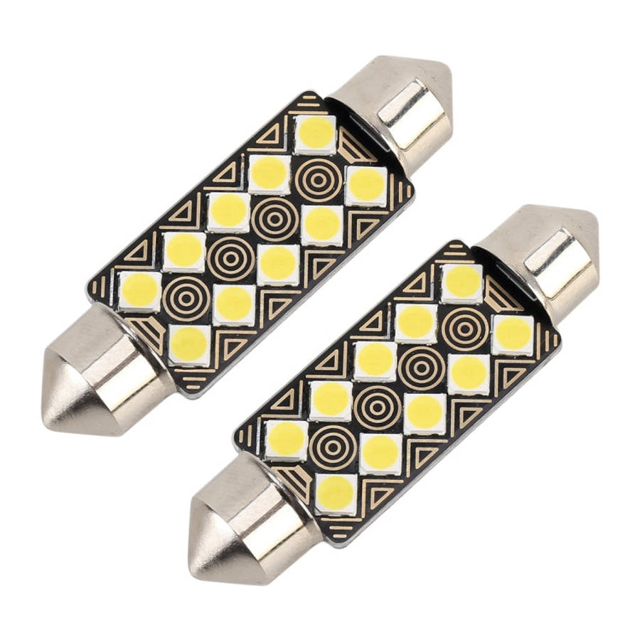 2 PCS 41mm DC12V / 1.5W / 6000K / 110LM 10LEDs SMD-3030 Car Reading Lamp Dome Light, with Decoder...