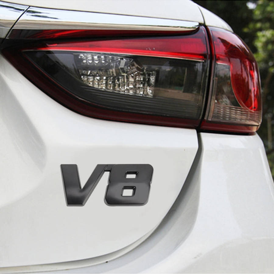 V8 Connect Shape Car Metal Body Decorative Sticker, Size : S, V8 Connect Shape, Size : S (Black),...