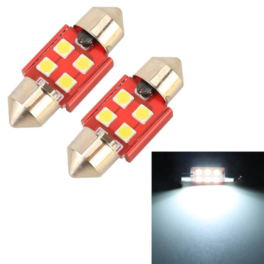 2 PCS 31mm DC12V / 1.6W / 6000K / 130LM 4LEDs SMD-3030 Car Reading Lamp, 31mm