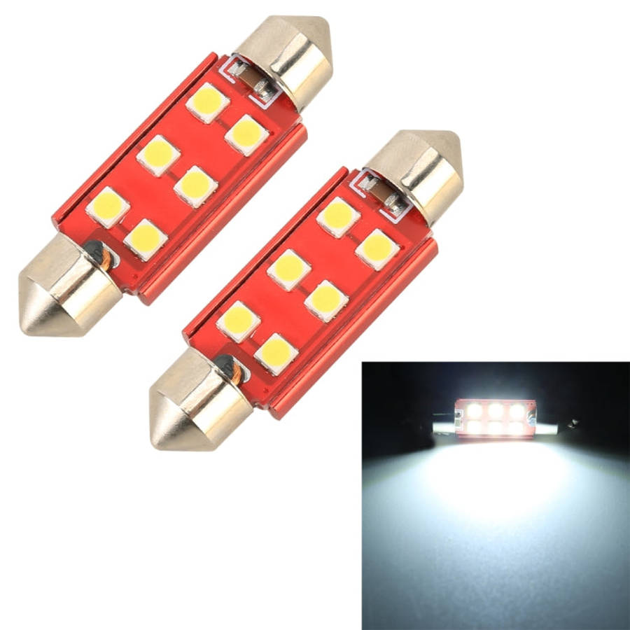 2 PCS 41mm DC12V / 2.2W / 6000K / 130LM 6LEDs SMD-3030 Car Reading Lamp, 41mm