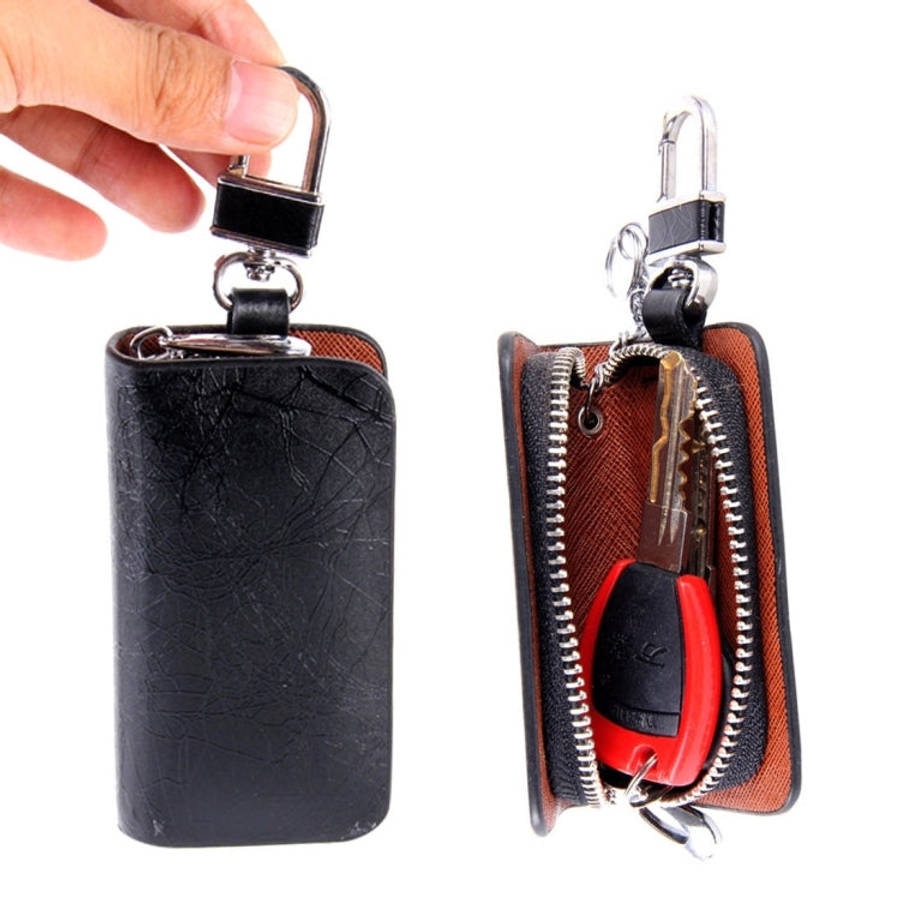 Universal Leather Roots Texture Waist Hanging Zipper Wallets Key Holder Bag (No Include Key)