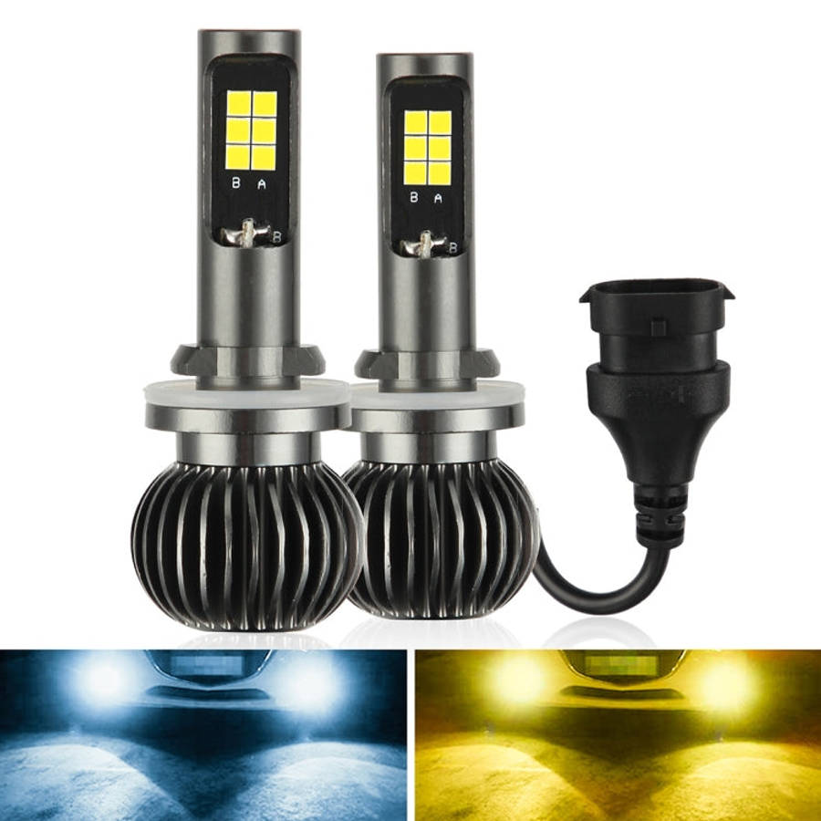2 PCS EV15 880 / 881 DC9-32V / 6W / IP67 Car LED Double Color Fog Light, Cold White Light  + Ambe...