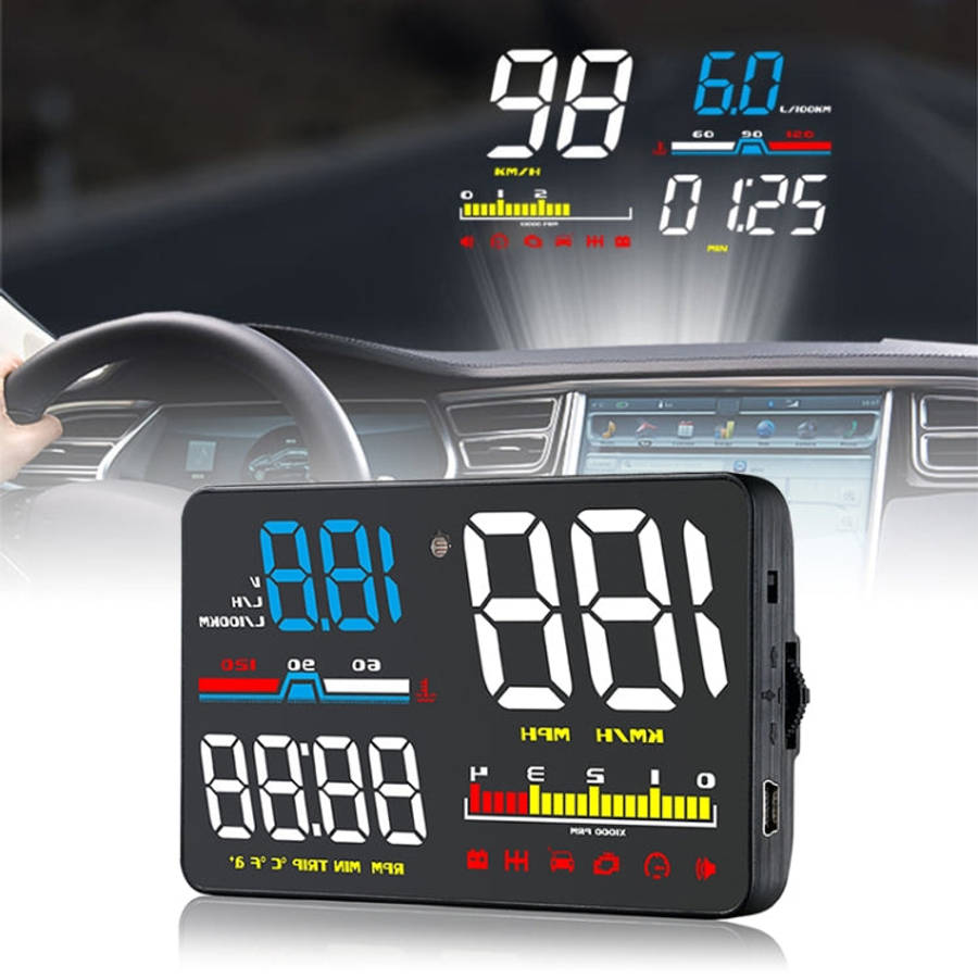 D5000 OBD2 5 inch Vehicle-mounted Head Up Display Security System, Support Car Speed / Engine Rev...