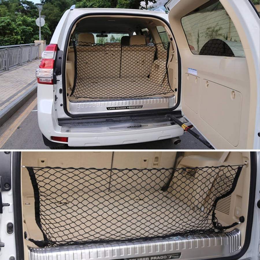 4 Hook Vehicle Universal Fit Trunk Mesh Cargo Storage Organizer Car Van SUV Back Item Net, Car Va...