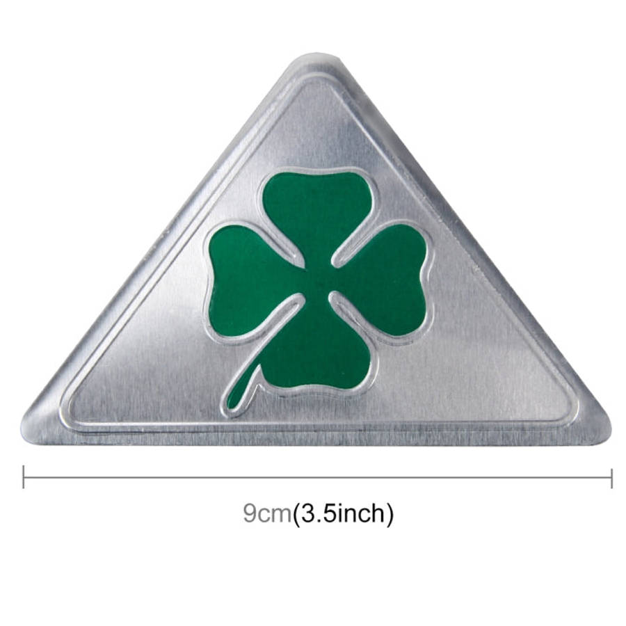 Four Leaf Clover Herb Luck Symbol Aluminum Slim Triangle Badge Emblem Labeling Sticker Styling Ca...