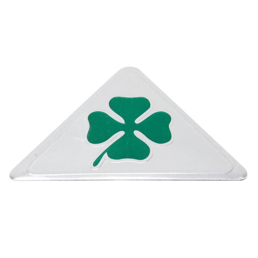 Four Leaf Clover Herb Luck Symbol Aluminum Slim Triangle Badge Emblem Labeling Sticker Styling Ca...