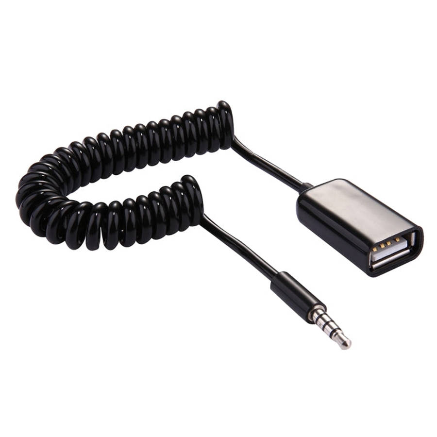3.5mm Male to USB 2.0 Female Audio Converter Retractable Coiled Cable for Car MP3 Speaker U Disk,...