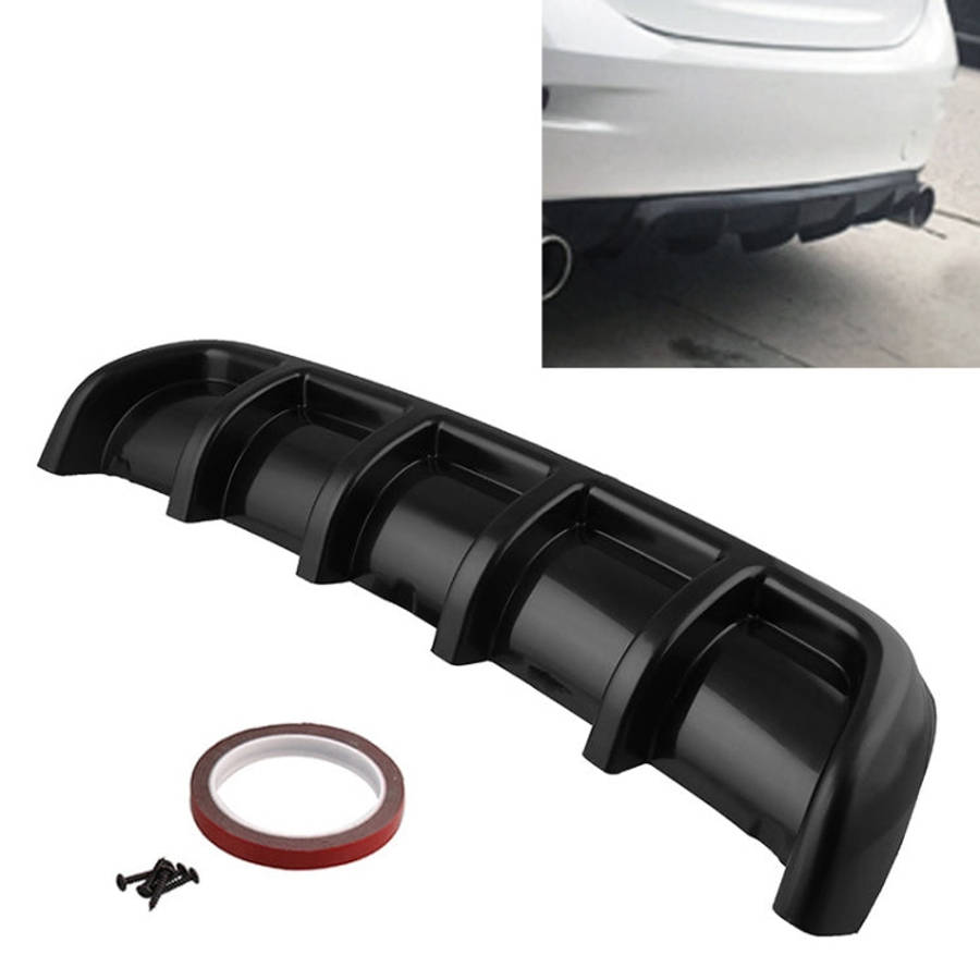 Universal Car Rear Bumper Lip Diffuser 6 Shark Fin Style Black ABS, Size: 67cm, Black