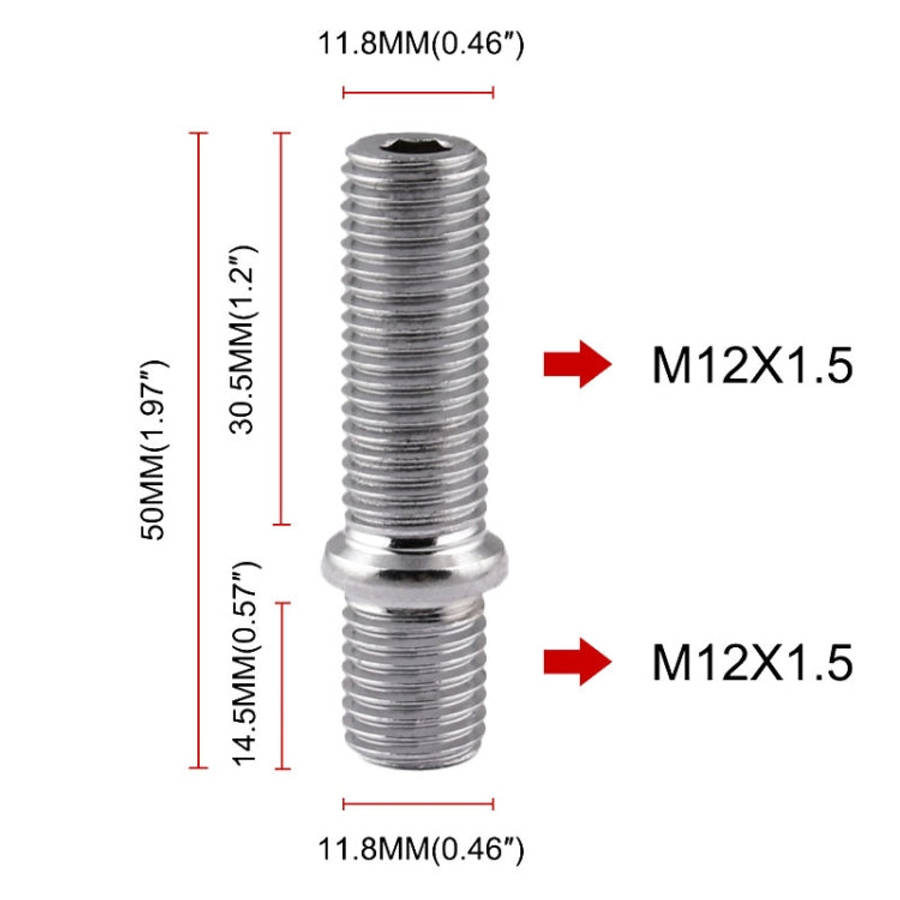 20 PCS 5cm Universal Car Modification Extended Wheels Stud Conversion M12x1.5 to M12x1.5 Screw Ad...