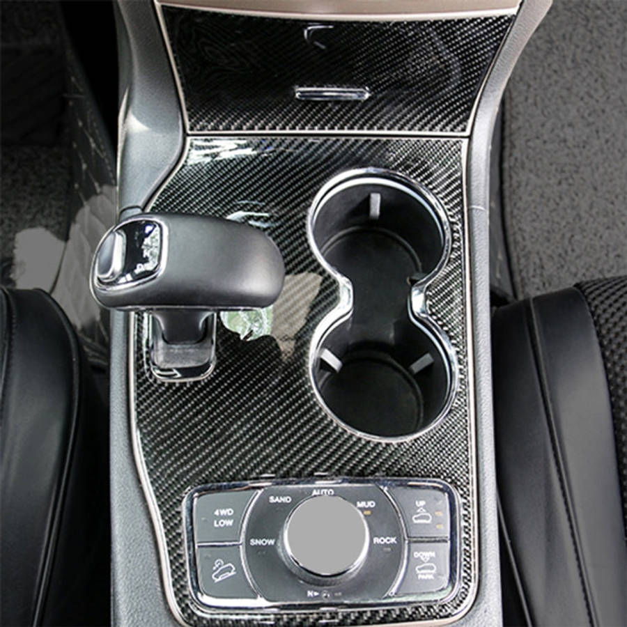 2 PCS Car Water Cup Panel Carbon Fiber Decorative Sticker for Jeep Grand Cherokee 2014-2015, Wate...