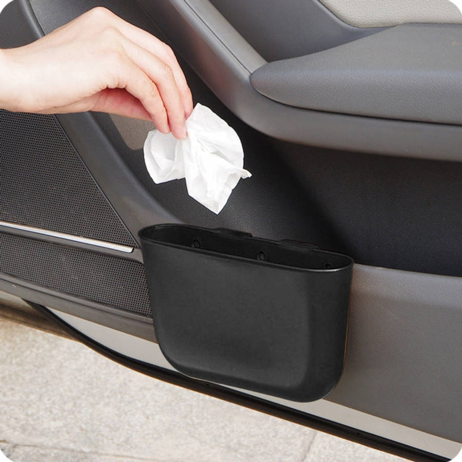 Car Cup Holder Garbage Can Portable Vehicle Trash Can Bin Rubbish Bin Organizer Car-mounted Trash...