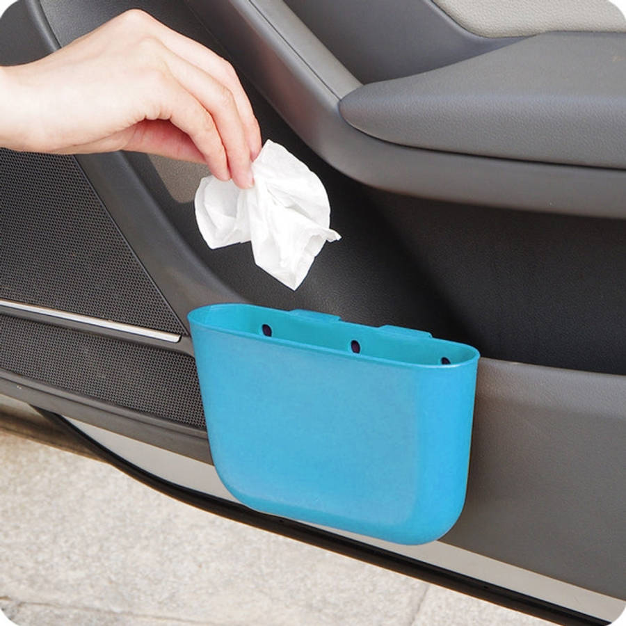 Car Cup Holder Garbage Can Portable Vehicle Trash Can Bin Rubbish Bin Organizer Car-mounted Trash...