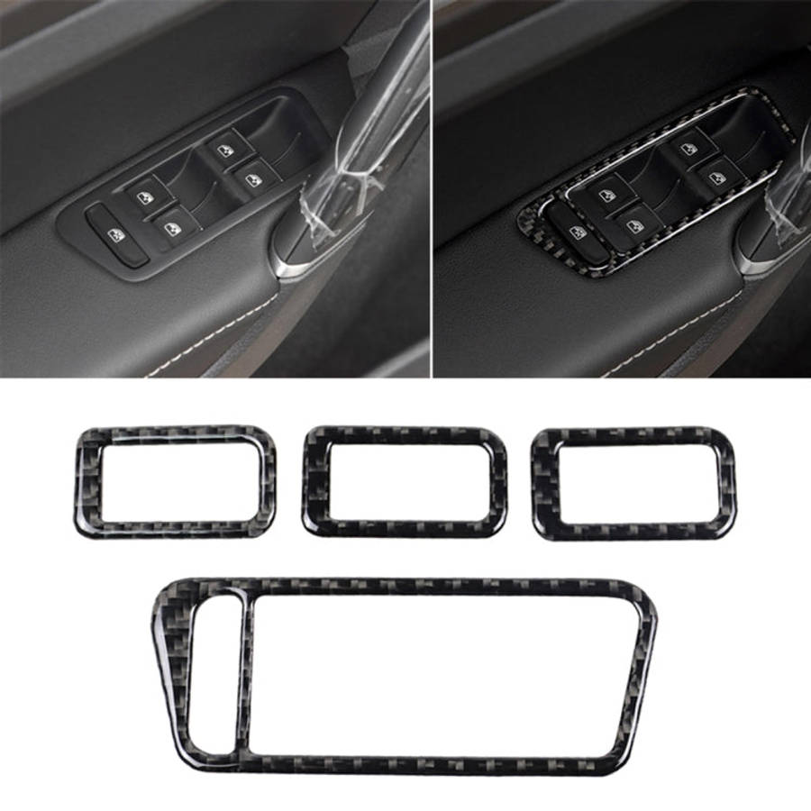Car Carbon Fiber Window Lift Panel Decorative Sticker for Volkswagen Golf 7 2013-2017, Left Drive...