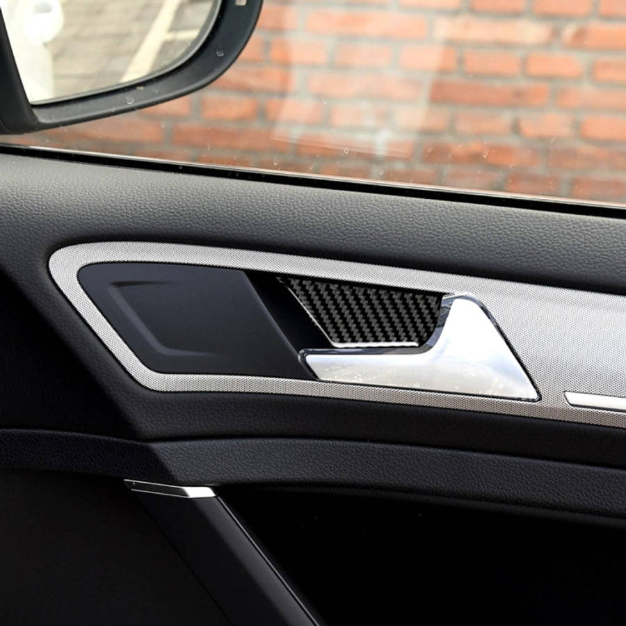 Car Carbon Fiber Door Inner Handle Wrist Panel Decorative Sticker for Volkswagen Golf 7 2013-2017...