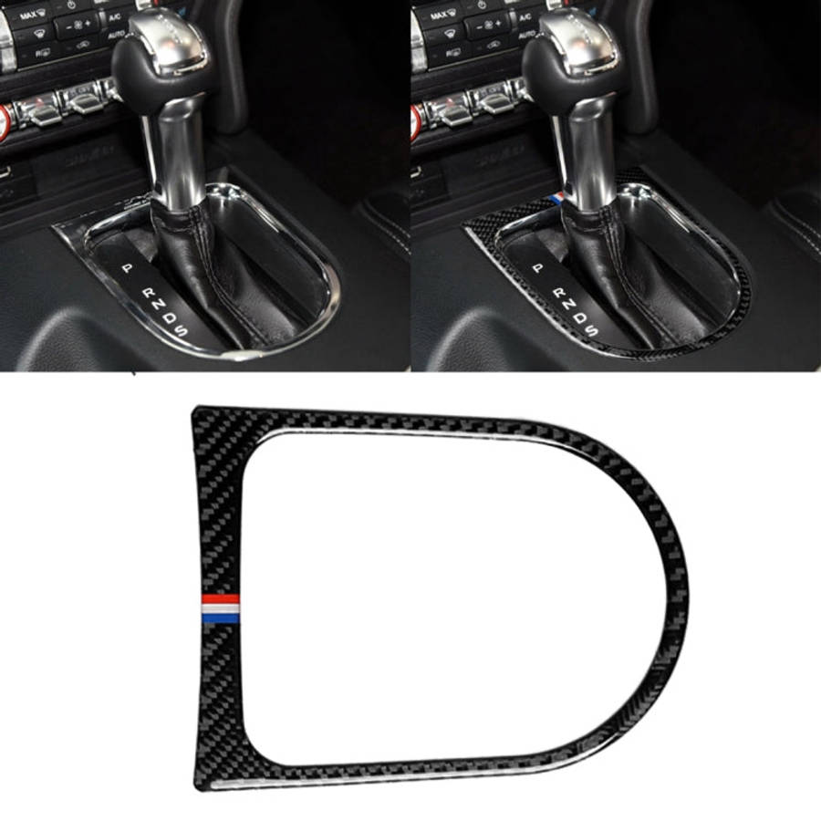 Car USA Color Carbon Fiber Shift Frame Decorative Sticker for Ford Mustang 2015-2017, Shift Frame