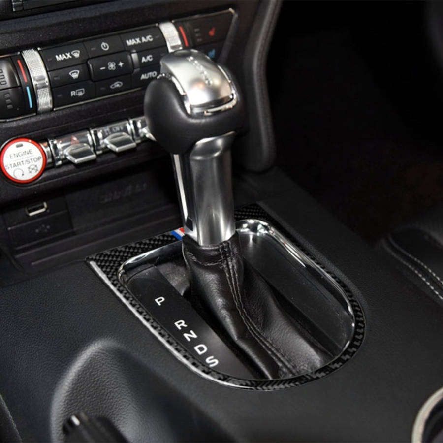 Car USA Color Carbon Fiber Shift Frame Decorative Sticker for Ford Mustang 2015-2017, Shift Frame