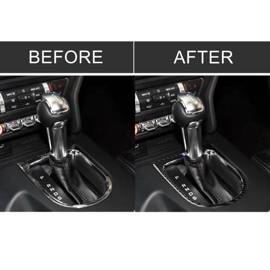 Car USA Color Carbon Fiber Shift Frame Decorative Sticker for Ford Mustang 2015-2017, Shift Frame