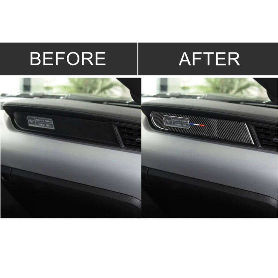Car USA Color Carbon Fiber Dashboard Decorative Sticker for Ford Mustang 2015-2017, Left Drive, D...