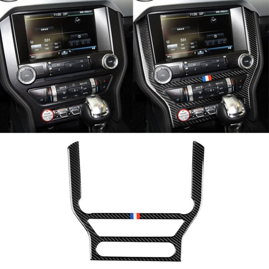 Car USA Color Carbon Fiber CD Panel Decorative Sticker for Ford Mustang 2015-2017, CD Panel