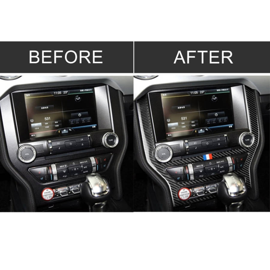 Car USA Color Carbon Fiber CD Panel Decorative Sticker for Ford Mustang 2015-2017, CD Panel
